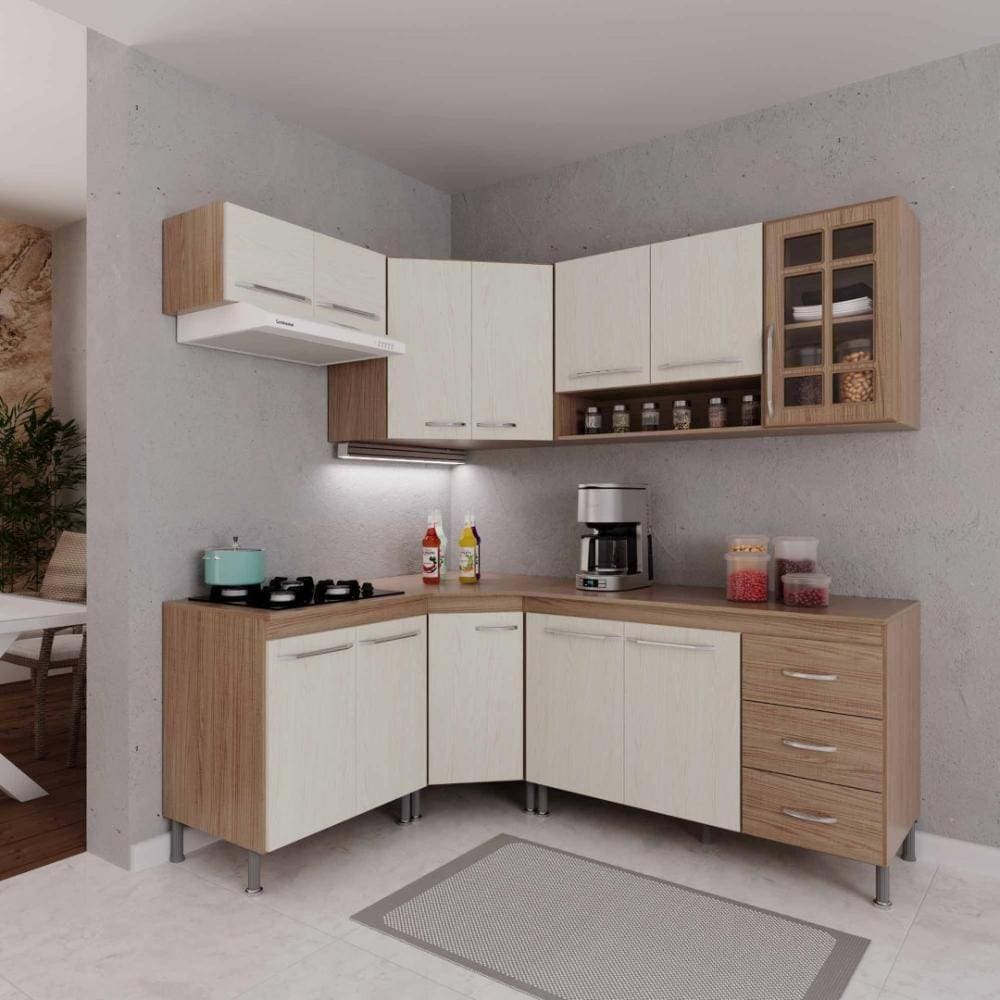 Cozinha Completa 6 Peças 340cm 12 Portas 3 Gavetas Com Tampo