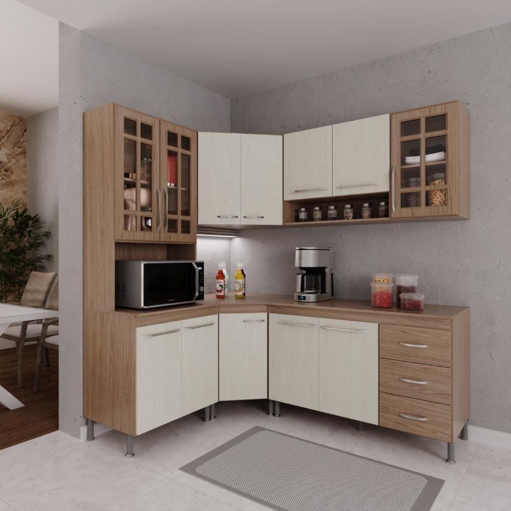 Cozinha Completa 5 Peças 340cm 12 Portas 3 Gavetas Com Tampo