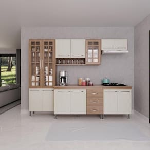 Cozinha Completa 5 Peças 260cm 13 Portas 3 Gavetas Com Tampo