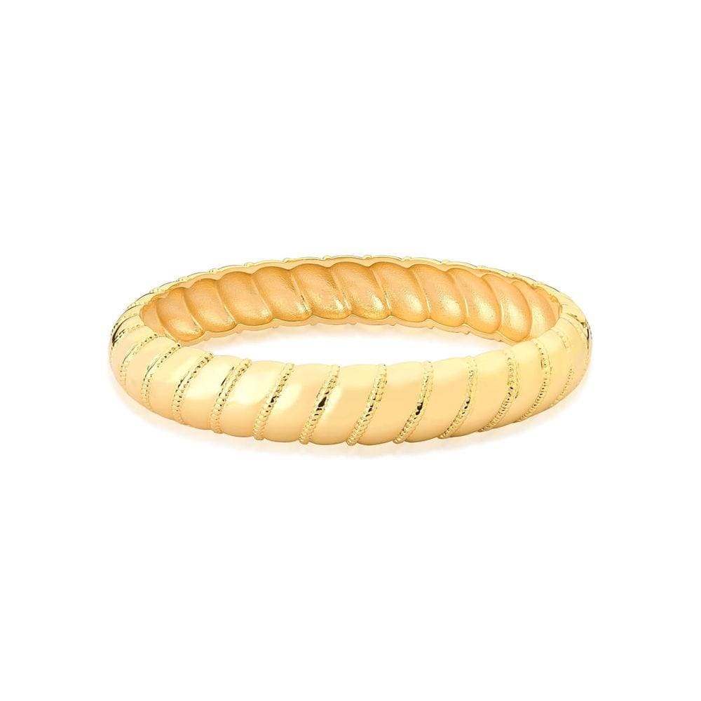 Bracelete trabalhado e liso banhado a ouro-Zarpellon