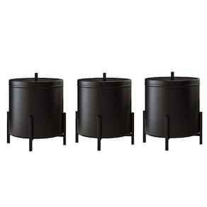 Kit 3 Lixeiras Cesto De lixo De Banheiro Cozinha Level Preto