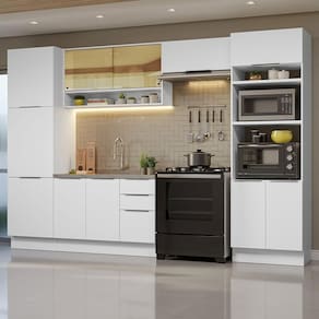 Armário De Cozinha Completa 330cm Branco Stella Madesa 03 Branco