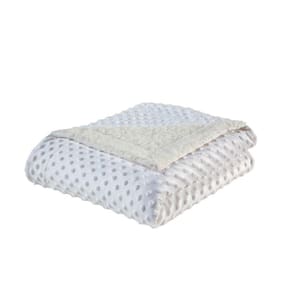 Cobertor Plush Com Dots Sherpa Branco Para Bebê