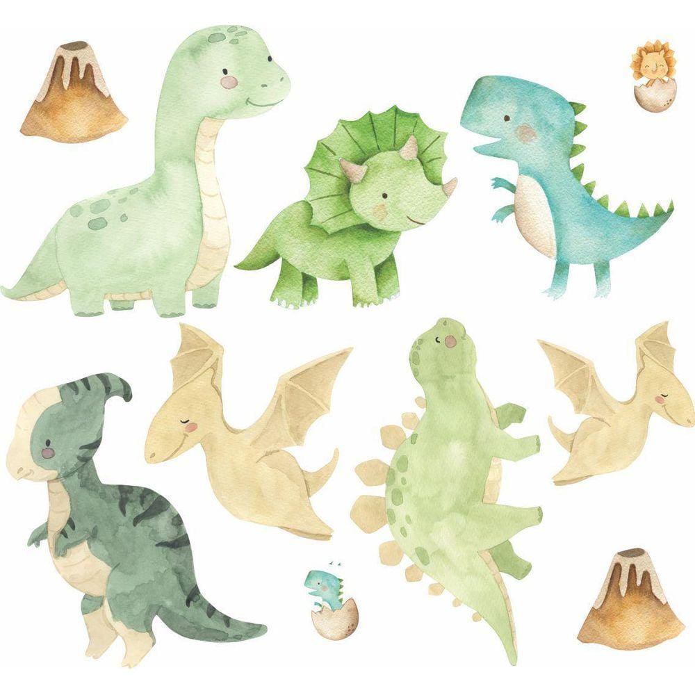 Adesivo De Parede Dinossauro Cute Aquarela