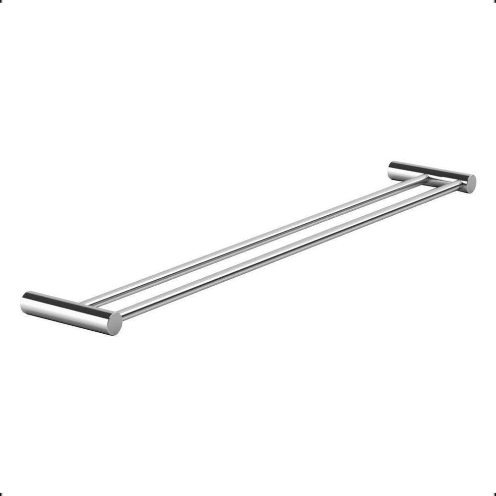 Porta Toalha Duplo Grego Metal Orion Prata 70cm
