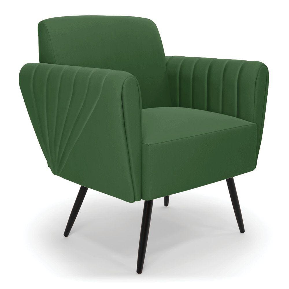Poltrona Pés Palito de Ferro Bruna Suede Verde - D`Rossi