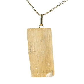 Colar Canudo Selenita Laranja Pedra Natural Pino Prata 950