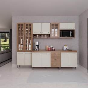 Cozinha Completa 5 Peças 260cm 13 Portas 3 Gavetas Com Tampo