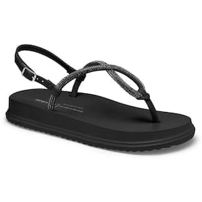 Rasteira Dakota Tira Strass Flatform Feminina - Preto