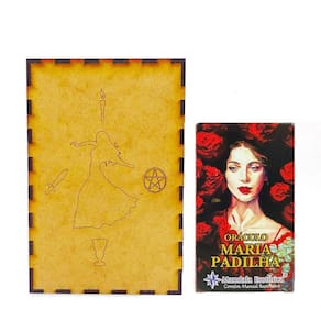 Kit O Belo Oráculo Maria Padilha e Porta Tarô Caixa Madeira
