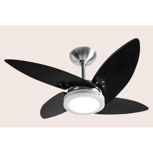 Ventilador De Teto Residencial Azzam Tron 110v 4 Pás Lustre Moderno LED 3 Níveis 130W + Chave De Parede Preto