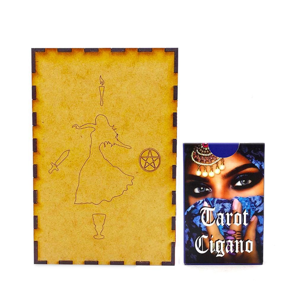 Kit Baralho Cigano 36 Cartas e Porta Tarô Caixa Madeira
