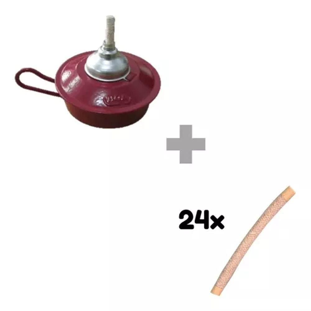 Kit Candieiro Lamparina Com 24 Pavios 10cm