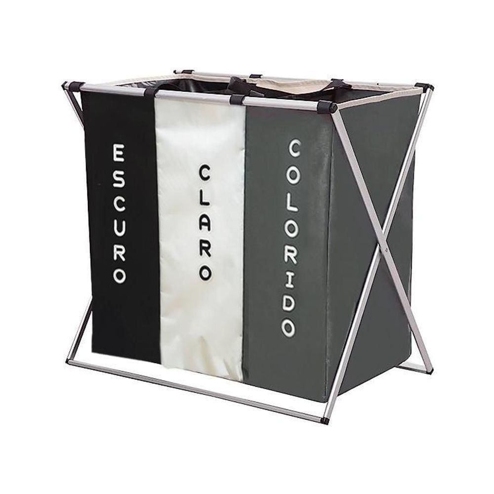 Cesto Organizador De Roupa Suja Com 3 Divisórias Portátil