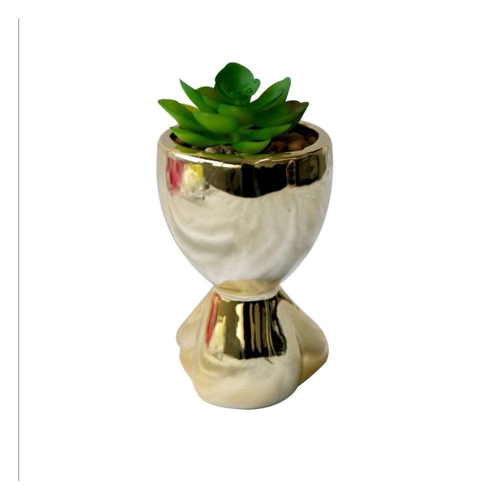 Vaso Decorativo Com Suculenta Artificial 6.5x7x11cm