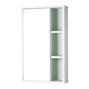 Espelho Milano para Banheiro com Armário Branco e Verde Menta - 69 x 42cm