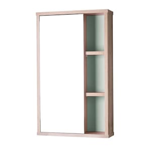 Espelho Milano para Banheiro com Armário Carvalho e Verde Menta - 69 x 42cm