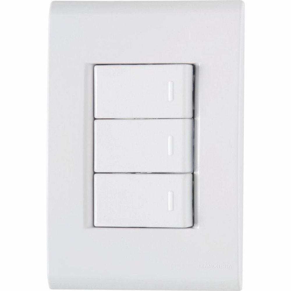 Placa 4x2 + 3 Interruptores Simples 10a-250v 250v - Branco