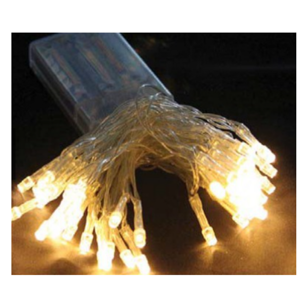 Fio Fada 50 Leds Warm Fixo A Pilha