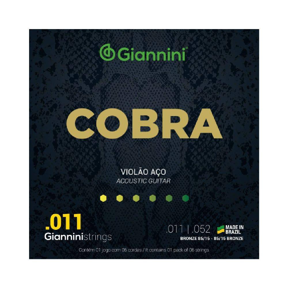 Encordoamento Violão Giannini Cobra 0.11 GEEFLK Bronze 85/15 - Aço