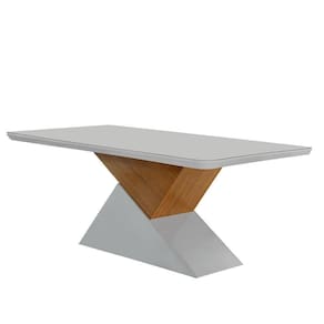 Mesa Aster 180cm C\ Tampo EmMdf E Vidro Canto Copo Off White