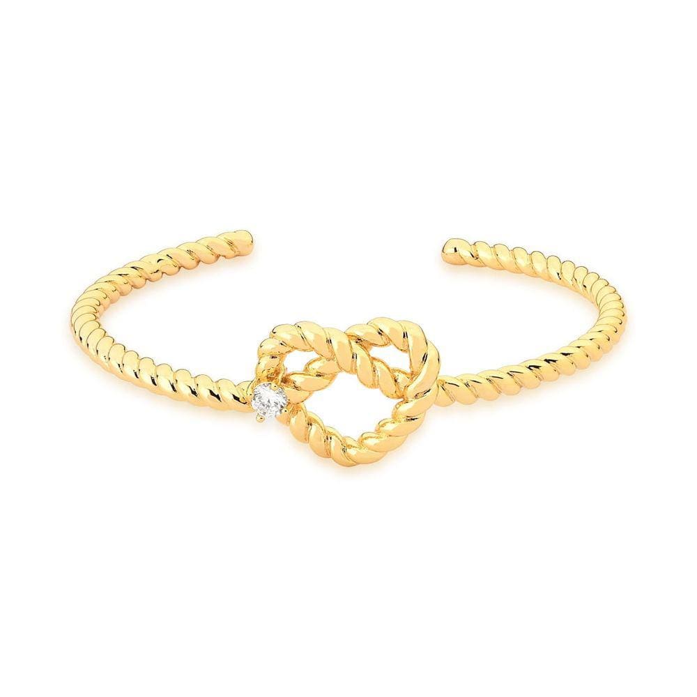 Bracelete com coração trançado e ponto de luz banhado a ouro-Zarpellon