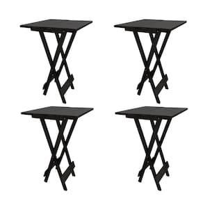 Kit 4 Mesa Bistro Dobravel Quadrada Preta - Preto