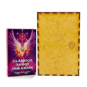 Kit O Clássico dos Anjos Tarô e Porta Tarô Caixa Madeira