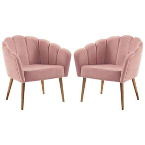 Kit 2 Poltronas Decorativas Pes Tauari 7049 Veludo Rosa Dmobiliario