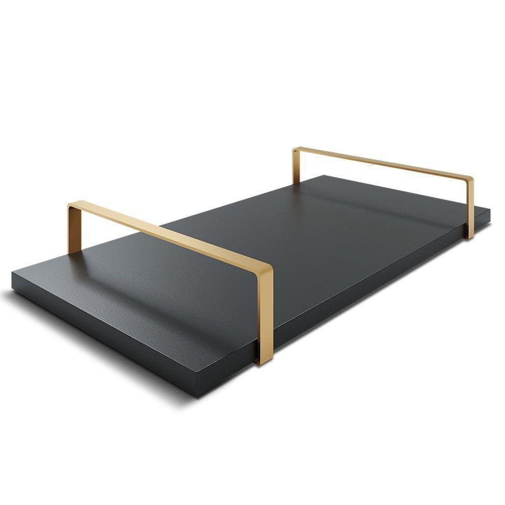 Bandeja Decorativa 25x50cm Borda Infinita Preta Com Alça Cobre