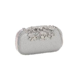 Bolsa Clutch Strass Alça Removível Chenson Prata 20x11x5 cm