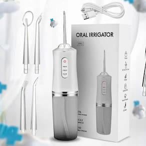 Irrigador Oral Cordless Branco | Limpeza Profunda | 4 Bicos