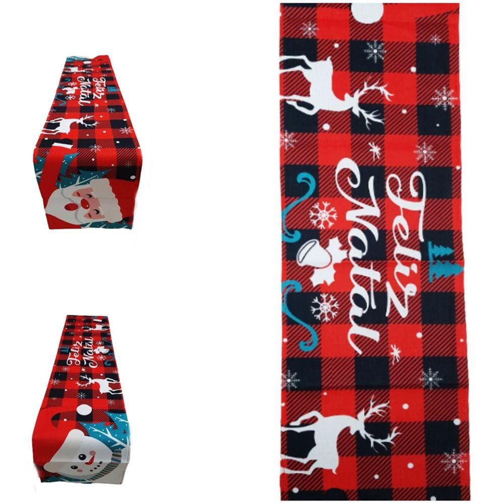 Trilho Caminho de Mesa Natal Papai Noel Boneco de Neve Rena