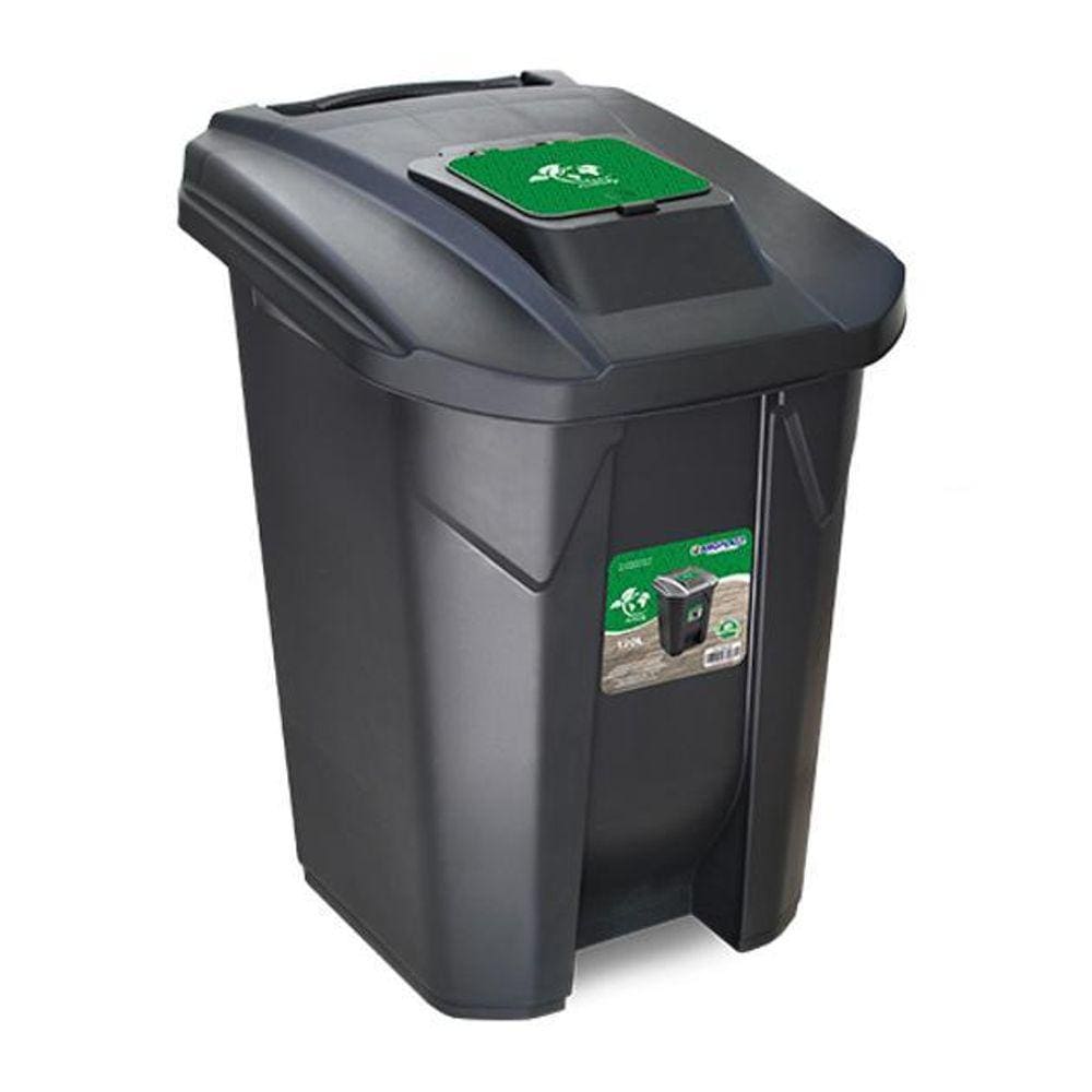 Lixeira Preta 120L Coleta De Lixo Grande Tampa Click Cozinha