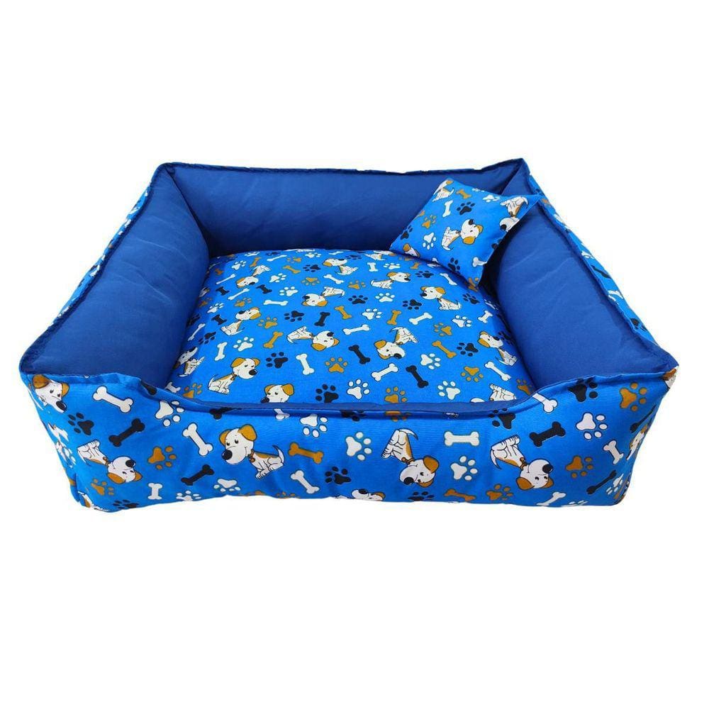 Caminha Pet Quadrada Azul 62x62x18cm + Almofada