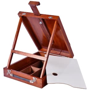 Estojo Cavalete De Pintura Da Vinci Souza E Cia - Mdf Mogno