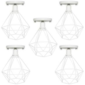 5 Lustres Teto Plafon Industrial Aramado Diamante Retrô Luminária Sobrepor Vintage Agp Ilumini