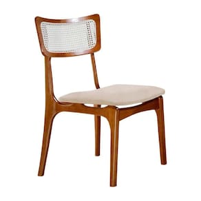 Conjunto 2 Cadeiras De Madeira Viena Linho Palha Imbuia
