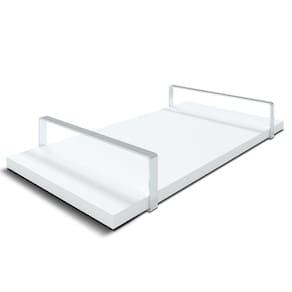 Bandeja Decorativa 25x50cm Borda Infinita Branca Com Alça Prata