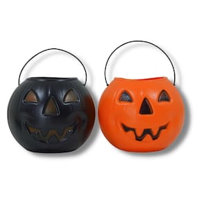Balde Abóbora Pega Doces Balas Halloween Baldinho Preto