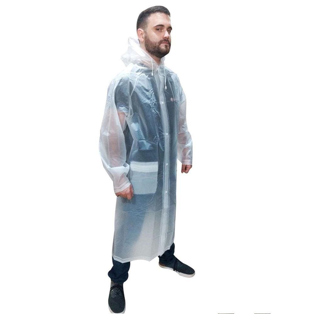 Capa de Chuva M Transparente 100% PVC | Fácil de Carregar