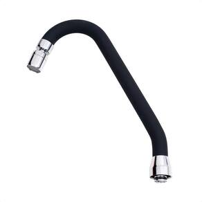 Tubo J Silicone Preto Arejador Articulavel Latão Cromado