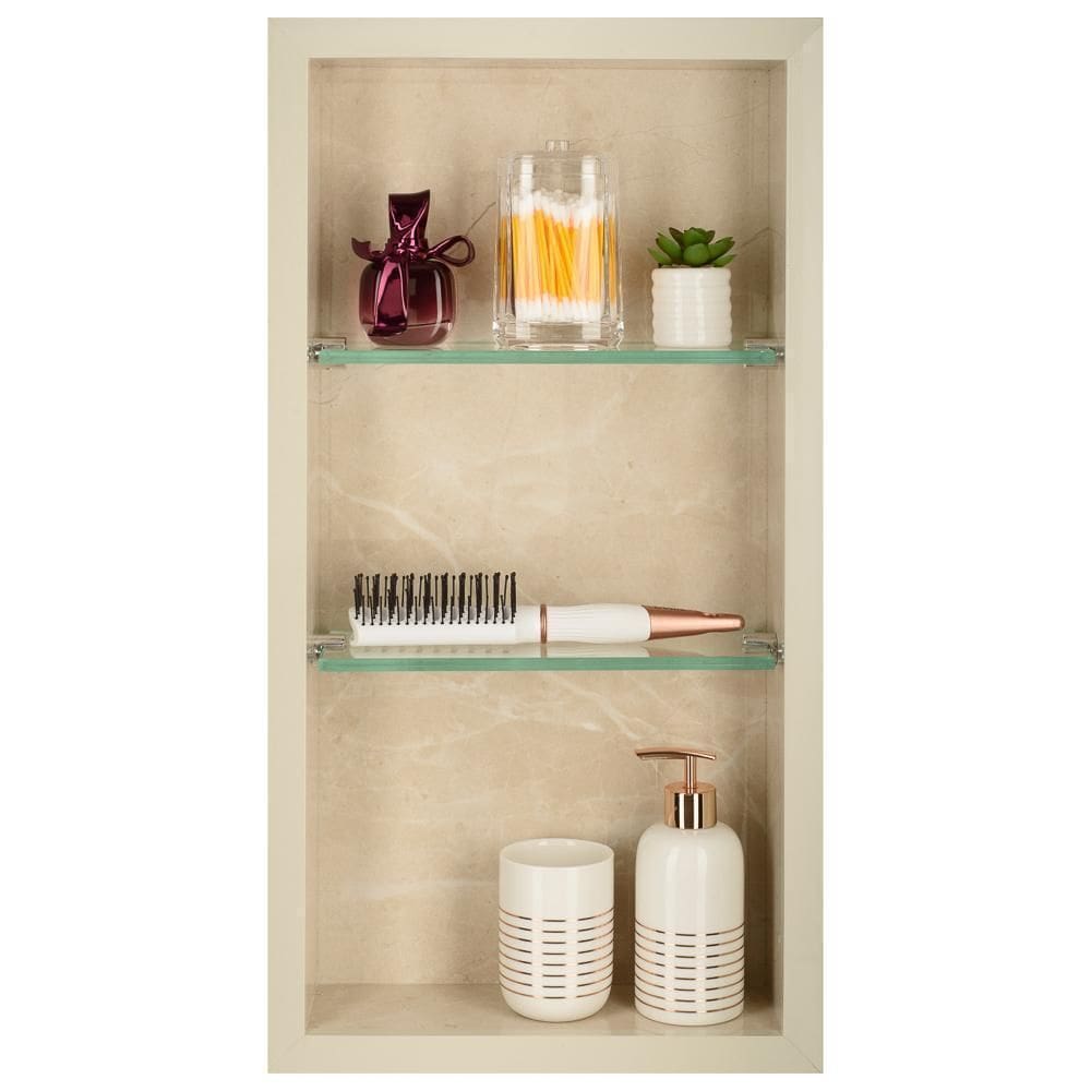 Nicho 2 Prateleiras Vidro 61cm - Porcelanato