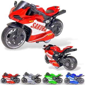 Moto Miniatura Vermelha de Brinquedo Infantil com Fricção