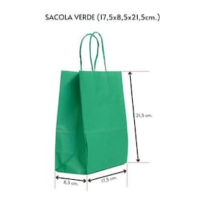 Sacola Para Presente Kraft Verde 17,5X8,0X21,5 C/ 50 Un.