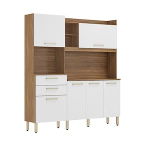 Armário De Cozinha Compacta 6 Portas e Cr20231 Amêndola-branco