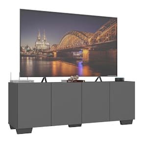 Rack Para Tv Até 50 Polegadas Com 4 Portas Multimóveis Mp1072 Grafite/preto Grafite/preto