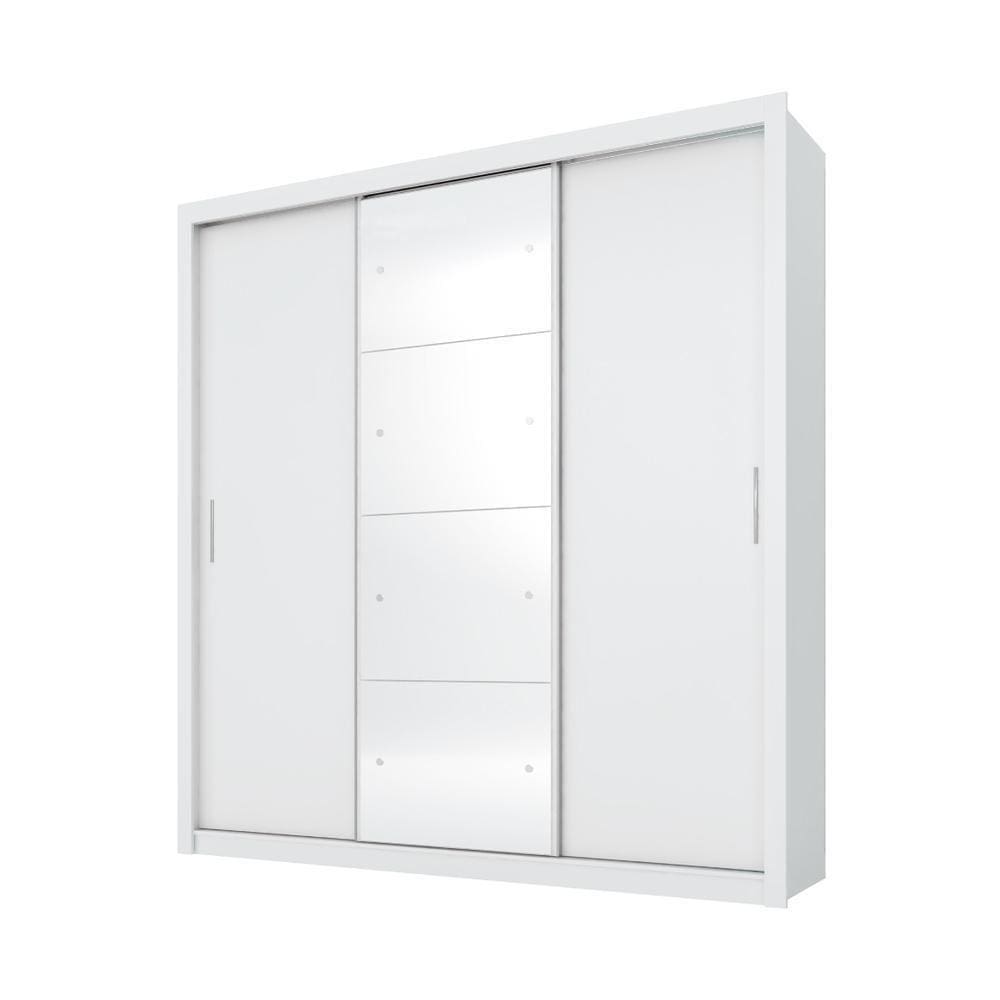Guarda-roupas Casal 3 Portas De Correr e Espelho Cr35197 Branco