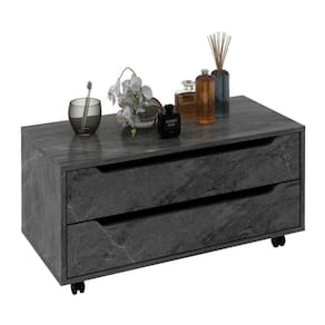 Gabinete Banheiro 80cm 2 Gavetas Retrô Com Rodízios Multimóveis Cr10121 Mármore Lunar Mármore Lunar