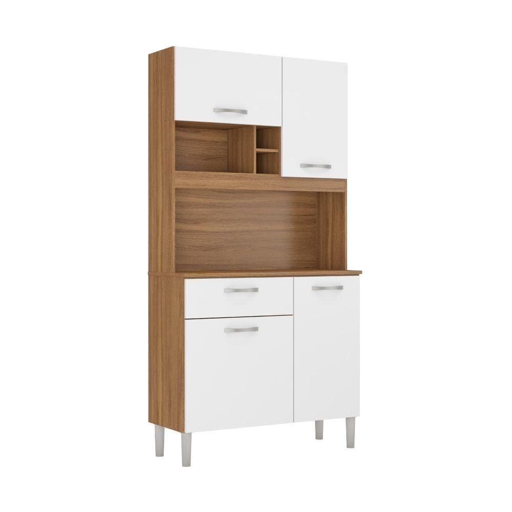 Armário De Cozinha Compacta 4 Portas e 1 Gaveta Cr20233 Amêndola-branco